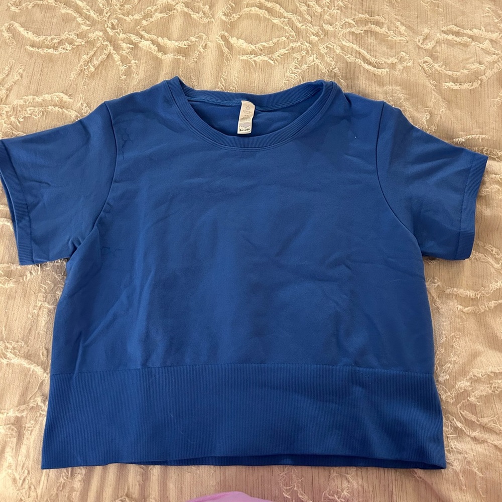 Women's Royal Blue Knit Crewneck Crop Top